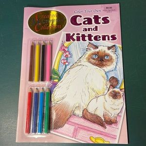 Cats and Kittens Coloring Book with Colored Pencils